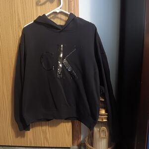 Calvin Klein Navy Sequin Logo Hoodie